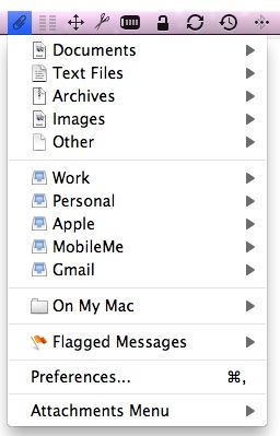 Attachments Menu organizes Apple Mail attachments in the menubar
