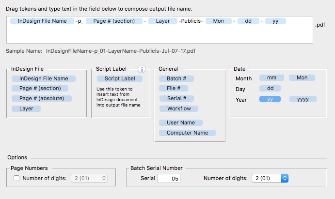 Output Factory for InDesign can now add page size to output file names