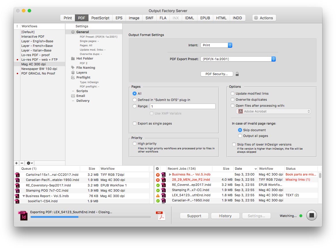 Output Factory Server for Adobe InDesign now supports macOS Mojave