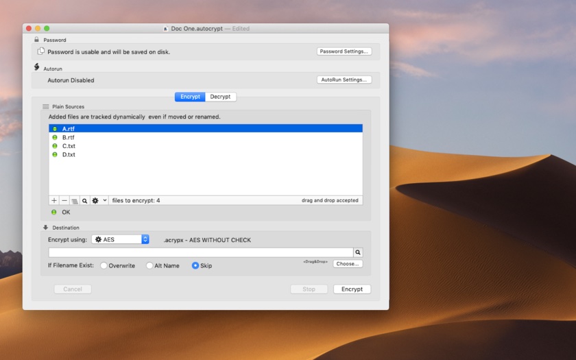 AutoCrypt 2.4 is optimized for macOS Mojave