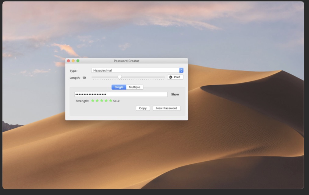 Password Creator 1.5 is optimized for macOS Mojave