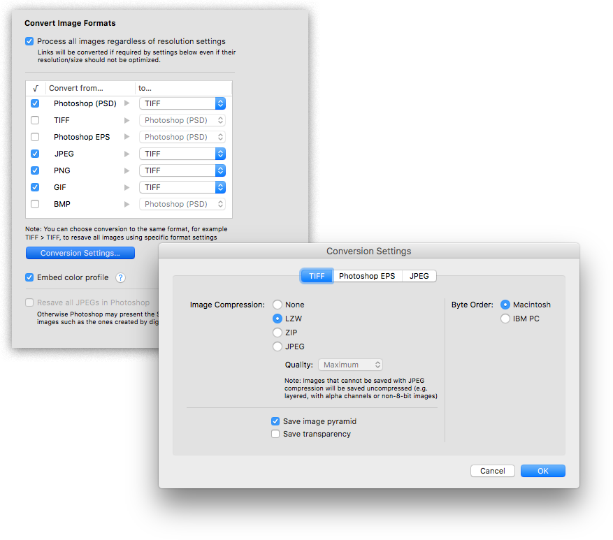 LinkOptimizer for InDesign adds PNG export options for image conversion