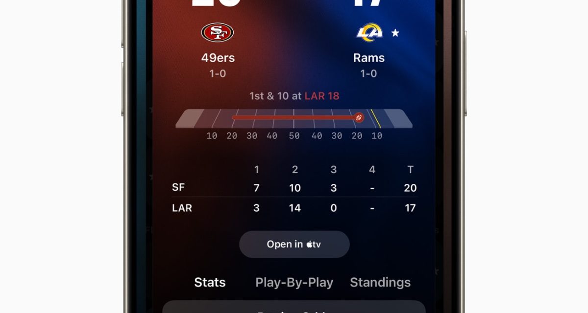 Apple Sports includes updates for NFL, college football games