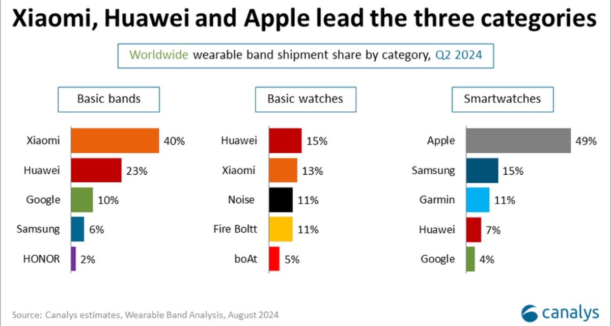 Apple has 49% of the global smartwatch market as of quarter two of 2024