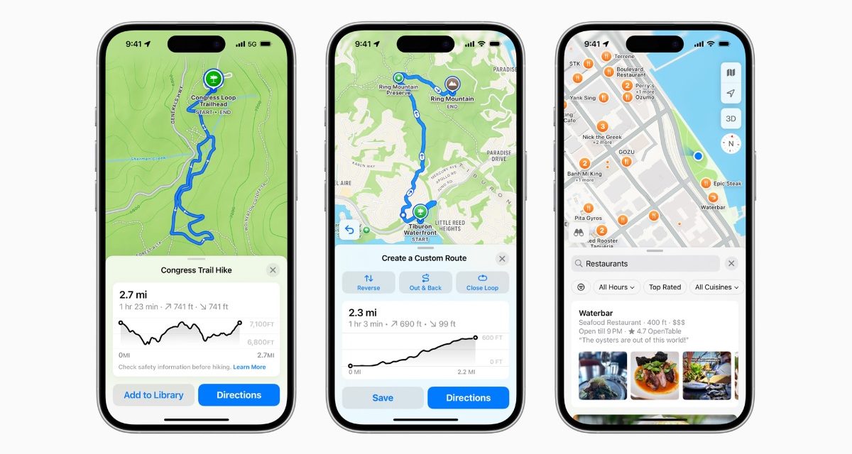 Apple Maps adds detailed national park hikes, topographic maps, and more