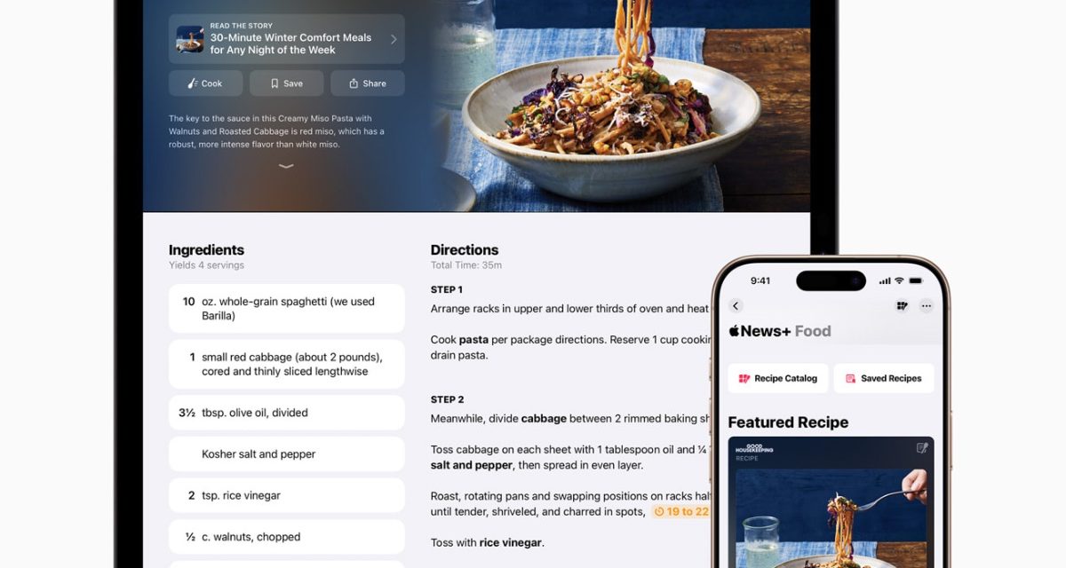 Apple News+ subscribers will soon have access recipes, restaurant reviews, more