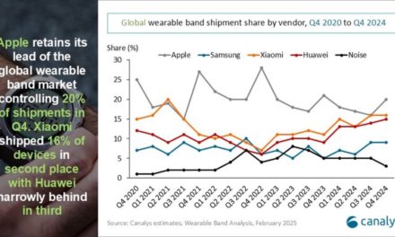 Apple had 17.9% of the global wearable band market in 2024